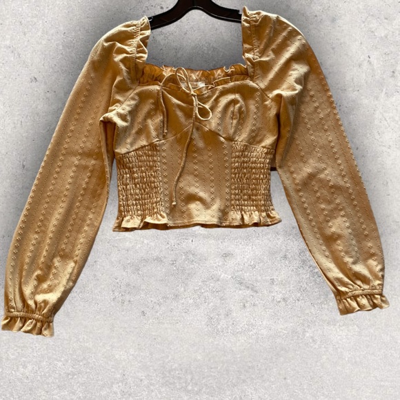 Urban Romantic Yellow Long Sleeve Ruffled Peasant Top Blouse. Great Condition. - Picture 1 of 9